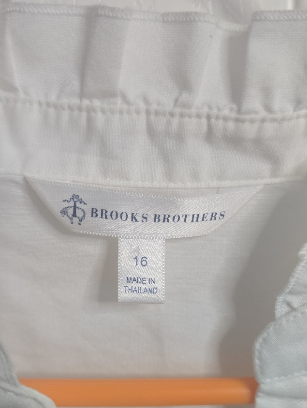 Brooks Brothers White Ruffle Collar Short Sleeve Blouse - Picture 2 of 5
